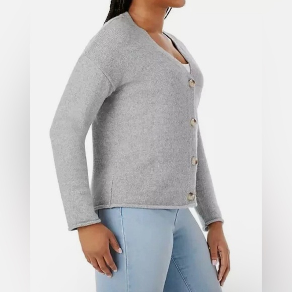 NWT Heather Gray Knit Cardigan Sweater- Hip Length - Size Small - Picture 2 of 9